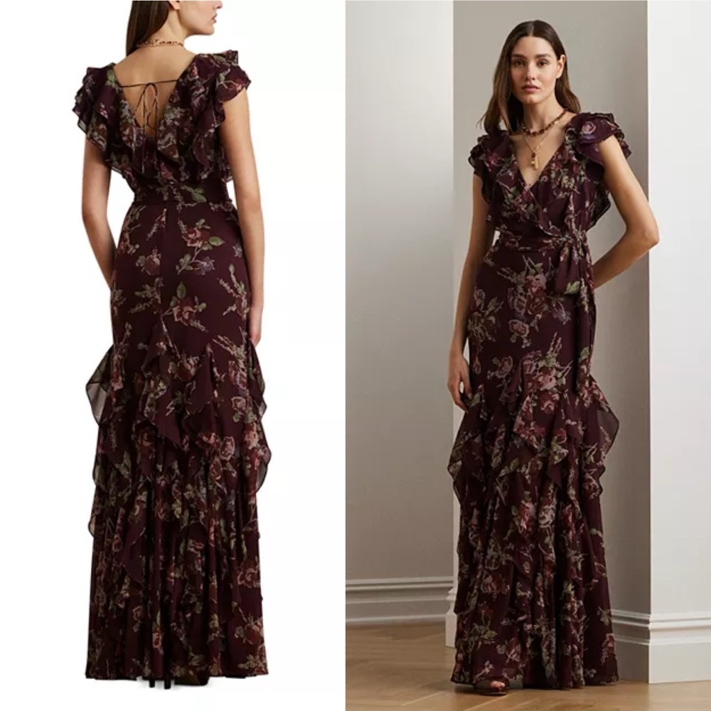 Lauren Ralph Lauren
Floral Ruffle Trim Georgette Gown